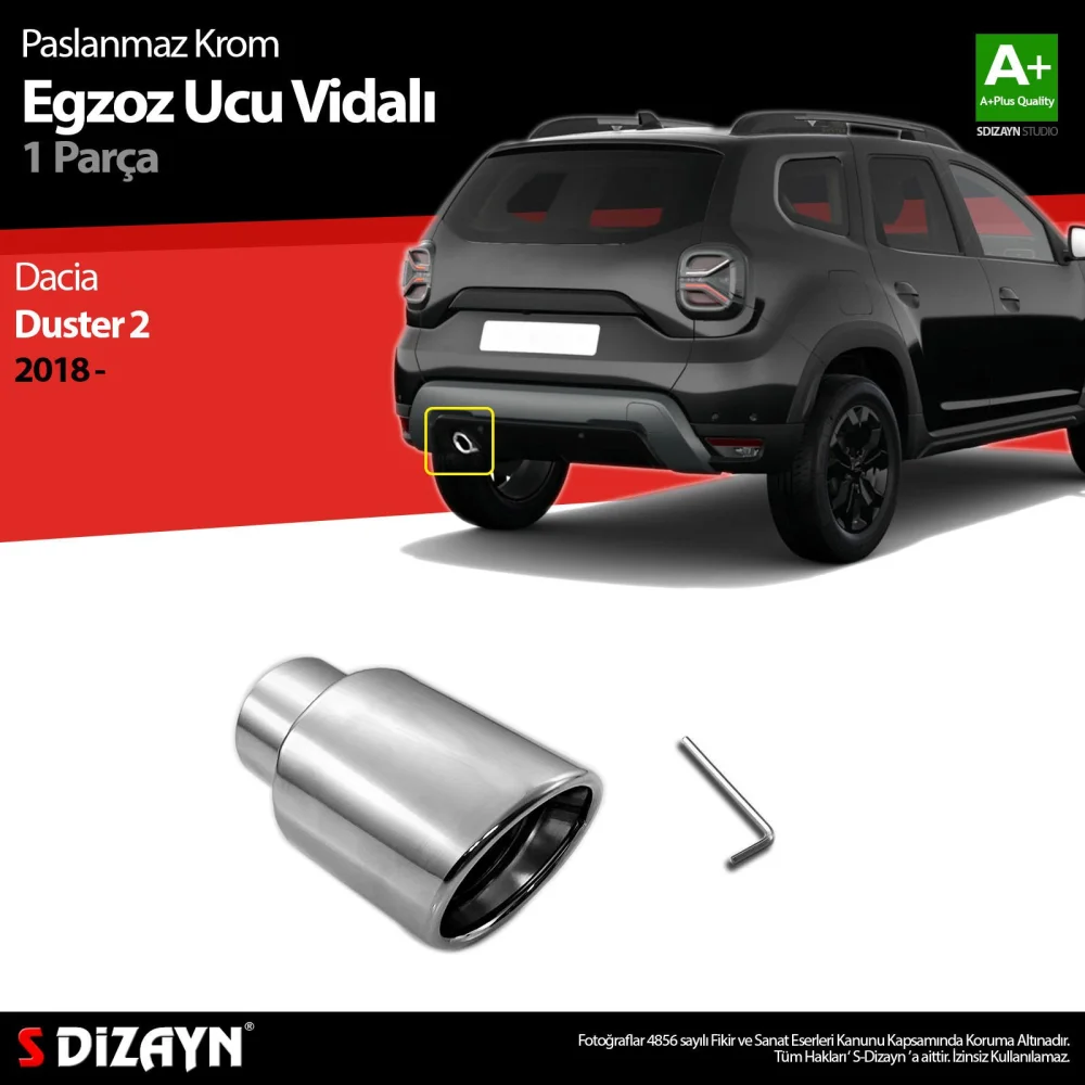 Drs Tuning Dacia Duster 2 Krom Egzoz Ucu Vidalı 55mm Çap 2018-2023