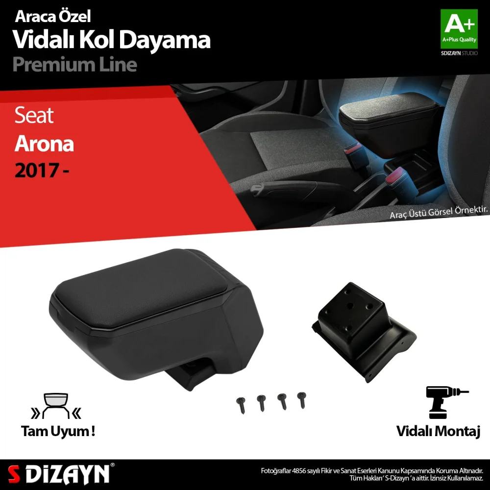 Drs Tuning Seat Arona Kol Dayama Kolçak ABS Vidalı Siyah 2017 Üzeri A+ Kalite