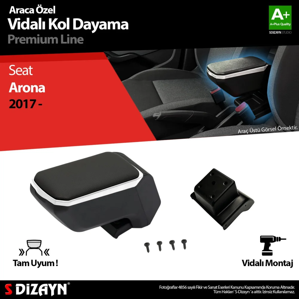 Drs Tuning Seat Arona Kol Dayama Kolçak ABS Vidalı Gri 2017 Üzeri A+ Kalite