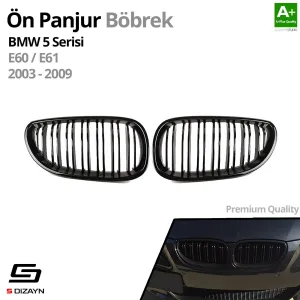 Drs Tuning Bmw 5 Serisi E60/E61 Ön Panjur Böbrek Parlak Siyah Piano Black M5 Model 2003-2009 - Görsel 2
