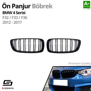 S-Dizayn Bmw 4 Serisi F32/F33/F36 Ön Panjur Böbrek Parlak Siyah Piano Black M4 Model 2012-2017 thumb 2