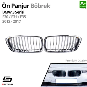 Drs Tuning Bmw 3 Serisi F30/F31/F35 Ön Panjur Böbrek Parlak Krom Düz Model 2012-2017 - Görsel 2