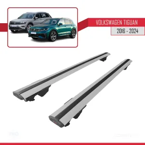 VW Tiguan 2016 ve Sonrası ile uyumlu HOOK Model Anahtar Kilitli Ara Atkı Tavan Barı GRİ thumb 4