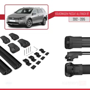 VW Passat Alltrack B7 2012-2015 Arası ile uyumlu ACE-1 Ara Atkı Tavan Barı SİYAH thumb 5