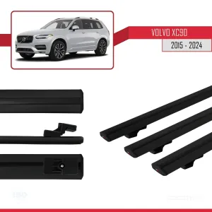 Volvo XC90 2015 ve Sonrası ile uyumlu Basic Model Ara Atkı Tavan Barı SİYAH 3 ADET thumb 5