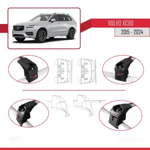 Volvo XC90 2015 ve Sonrası ile uyumlu ACE-2 Ara Atkı Tavan Barı GRİ thumb 5