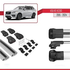 Volvo XC90 2015 ve Sonrası ile uyumlu ACE-1 Ara Atkı Tavan Barı GRİ thumb 5