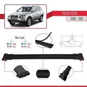 Volvo XC90 2003-2015 Arası ile uyumlu FLY Model Ara Atkı Tavan Barı SİYAH - Görsel 4