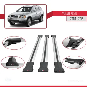 Volvo XC90 2003-2015 Arası ile Uyumlu FLY Model Ara Atkı Tavan Barı GRİ 3 ADET BAR thumb 5