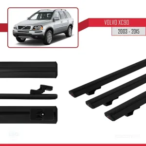 Volvo XC90 2003-2015 Arası ile uyumlu Basic Model Ara Atkı Tavan Barı SİYAH 3 ADET - Görsel 3