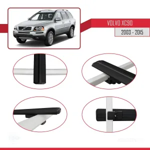 Volvo XC90 2003-2015 Arası ile uyumlu Basic Model Ara Atkı Tavan Barı SİYAH 3 ADET - Görsel 4