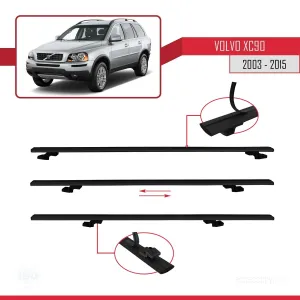 Volvo XC90 2003-2015 Arası ile uyumlu Basic Model Ara Atkı Tavan Barı SİYAH 3 ADET - Görsel 5
