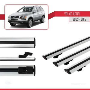 Volvo XC90 2003-2015 Arası ile uyumlu Basic Model Ara Atkı Tavan Barı GRİ 3 ADET - Görsel 3