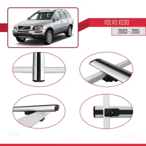Volvo XC90 2003-2015 Arası ile uyumlu Basic Model Ara Atkı Tavan Barı GRİ 3 ADET - Görsel 4