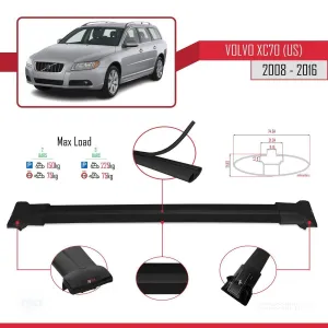 Volvo XC70 (US) 2008-2016 Arası ile Uyumlu FLY Model Ara Atkı Tavan Barı SİYAH thumb 4