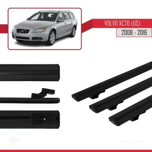 Volvo XC70 (US) 2008-2016 Arası ile uyumlu Basic Model Ara Atkı Tavan Barı SİYAH 3 ADET thumb 3