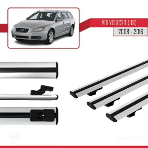 Volvo XC70 (US) 2008-2016 Arası ile uyumlu Basic Model Ara Atkı Tavan Barı GRİ 3 ADET thumb 3
