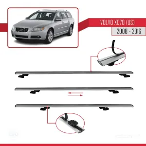 Volvo XC70 (US) 2008-2016 Arası ile uyumlu Basic Model Ara Atkı Tavan Barı GRİ 3 ADET thumb 5