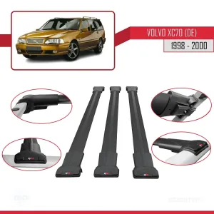 Volvo XC70 (DE) 1998-2000 Arası ile Uyumlu FLY Model Ara Atkı Tavan Barı SİYAH 3 ADET BAR thumb 5
