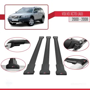 Volvo XC70 (AU) 2000-2008 Arası ile Uyumlu FLY Model Ara Atkı Tavan Barı SİYAH 3 ADET BAR thumb 5