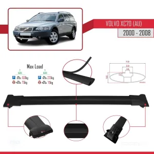 Volvo XC70 (AU) 2000-2008 Arası ile Uyumlu FLY Model Ara Atkı Tavan Barı SİYAH thumb 4