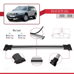 Volvo XC70 (AU) 2000-2008 Arası ile Uyumlu FLY Model Ara Atkı Tavan Barı GRİ 3 ADET BAR thumb 4