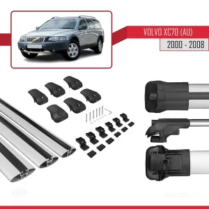 Volvo XC70 (AU) 2000-2008 Arası ile uyumlu ACE-1 Ara Atkı Tavan Barı GRİ 3 ADET BAR thumb 5