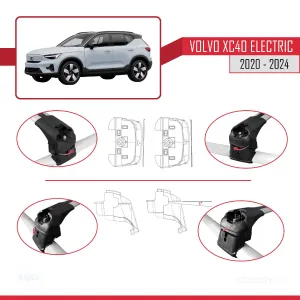 Volvo XC40 (Elektrikli) 2020 ve Sonrası ile uyumlu ACE-2 Ara Atkı Tavan Barı GRİ thumb 4