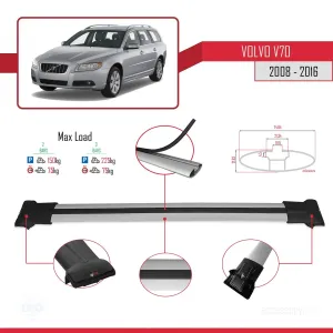 Volvo V70 2008-2016 Arası ile uyumlu FLY Model Ara Atkı Tavan Barı GRİ - Görsel 4