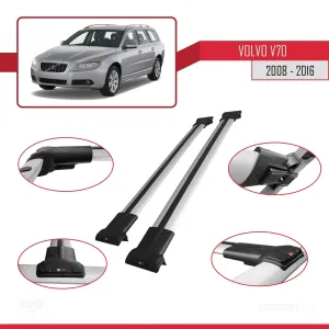 Volvo V70 2008-2016 Arası ile uyumlu FLY Model Ara Atkı Tavan Barı GRİ - Görsel 5