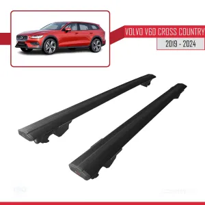 Volvo V60 Cross Country 2019 ve Sonrası ile uyumlu HOOK Model Anahtar Kilitli Ara Atkı Tavan Barı SİYAH - Görsel 4