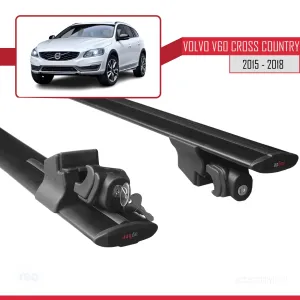 Volvo V60 Cross Country 2015-2018 Arası ile uyumlu HOOK Model Anahtar Kilitli Ara Atkı Tavan Barı SİYAH - Görsel 5