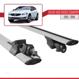 Volvo V60 Cross Country 2015-2018 Arası ile uyumlu HOOK Model Anahtar Kilitli Ara Atkı Tavan Barı GRİ - Görsel 5