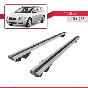Volvo V50 ESTATE 2004-2012 Arası ile uyumlu HOOK Model Anahtar Kilitli Ara Atkı Tavan Barı GRİ thumb 4
