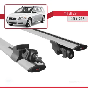 Volvo V50 ESTATE 2004-2012 Arası ile uyumlu HOOK Model Anahtar Kilitli Ara Atkı Tavan Barı GRİ thumb 5