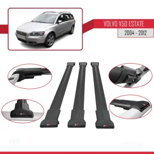 Volvo V50 2004-2012 Arası ile uyumlu Fly Model Ara Atkı Tavan Barı SİYAH 3 ADET BAR thumb 5