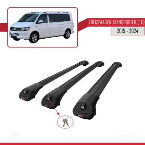 Volkswagen Transporter (T6) 2015 ve Sonrası ile uyumlu ACE-1 Ara Atkı Tavan Barı SİYAH 3 ADET BAR thumb 4