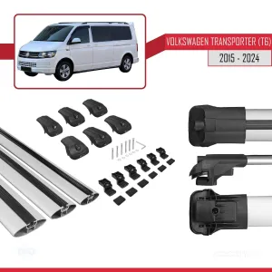 Volkswagen Transporter (T6) 2015 ve Sonrası ile uyumlu ACE-1 Ara Atkı Tavan Barı GRİ 3 ADET BAR thumb 5