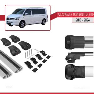 Volkswagen Transporter (T6) 2015 ve Sonrası ile uyumlu ACE-1 Ara Atkı Tavan Barı GRİ thumb 5
