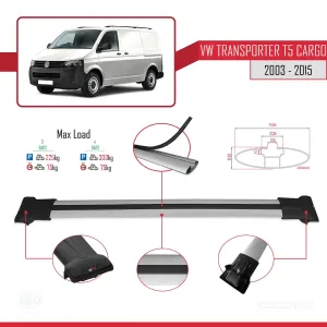 Volkswagen Transporter (T5) 2003-2015 Arası ile uyumlu FLY Model Ara Atkı Tavan Barı GRİ 3 ADET BAR thumb 4