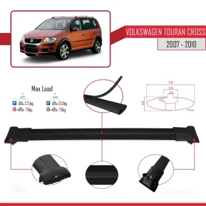 Volkswagen Touran CROSS 2007-2010 Arası ile Uyumlu FLY Model Ara Atkı Tavan Barı SİYAH 3 ADET BAR thumb 4
