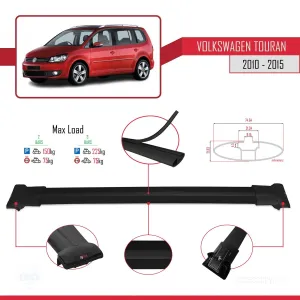 Volkswagen Touran 2010-2015 Arası ile uyumlu FLY Model Ara Atkı Tavan Barı SİYAH thumb 4