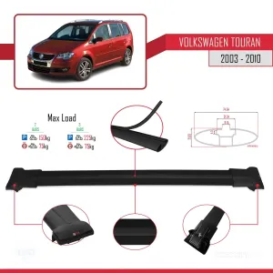 Volkswagen Touran 2003-2010 Arası ile uyumlu FLY Model Ara Atkı Tavan Barı SİYAH thumb 4