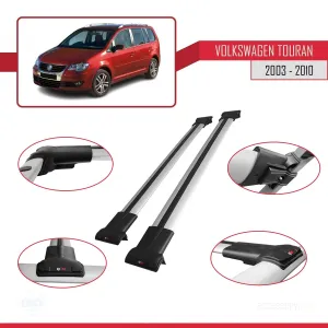 Volkswagen Touran 2003-2010 Arası ile uyumlu FLY Model Ara Atkı Tavan Barı GRİ thumb 5