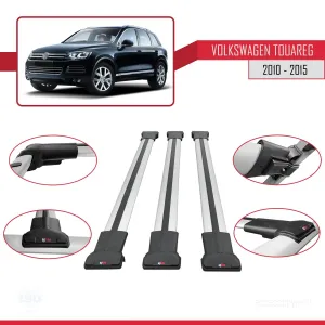 Volkswagen Touareg 2010-2015 Arası ile Uyumlu FLY Model Ara Atkı Tavan Barı GRİ 3 ADET BAR thumb 5
