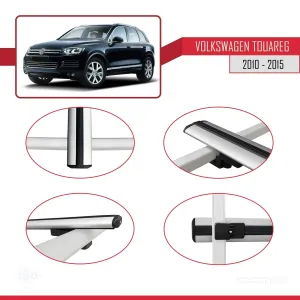 Volkswagen Touareg 2010-2015 Arası ile uyumlu Basic Model Ara Atkı Tavan Barı GRİ 3 ADET thumb 4