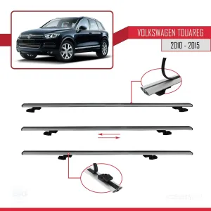 Volkswagen Touareg 2010-2015 Arası ile uyumlu Basic Model Ara Atkı Tavan Barı GRİ 3 ADET thumb 5