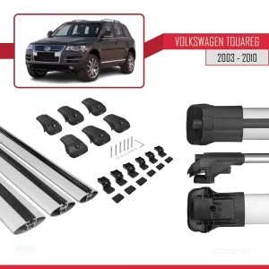 Volkswagen Touareg 2003-2010 Arası ile uyumlu ACE-1 Ara Atkı Tavan Barı GRİ 3 ADET BAR thumb 5