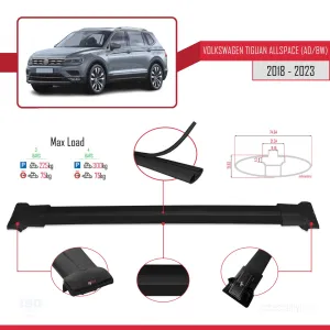 Volkswagen Tiguan Allspace (AD/BW) 2018-2023 Arası ile uyumlu FLY Model Ara Atkı Tavan Barı SİYAH 3 ADET BAR thumb 4