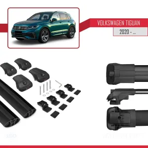 Volkswagen Tiguan 2020-2023 Arası ile uyumlu ACE-1 Ara Atkı Tavan Barı SİYAH thumb 5